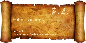 Puhr Lambert névjegykártya